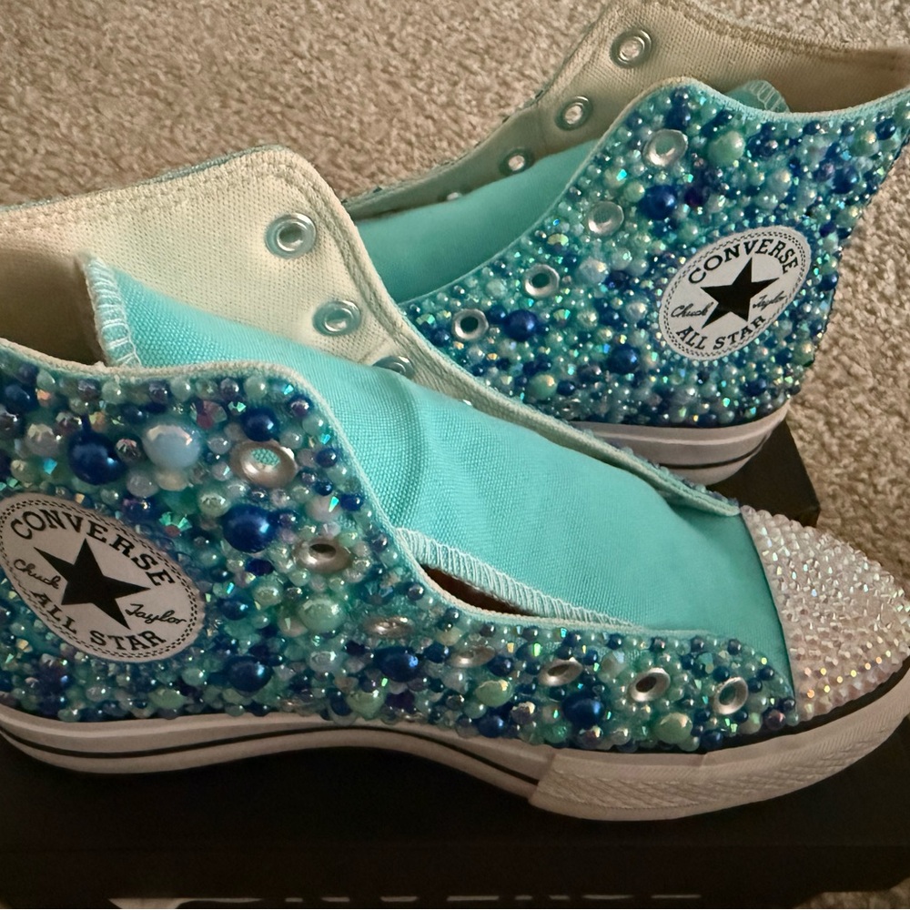 Converse Blue Beaded High-Top Sneakers